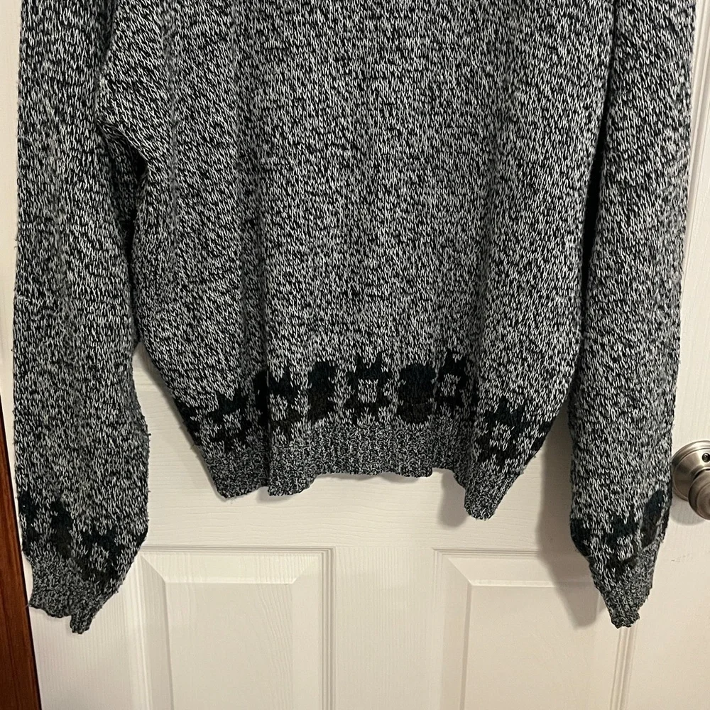 Vintage Michael Gerald Black/White Static w/ Geometric Prints Knit Cardigan XL